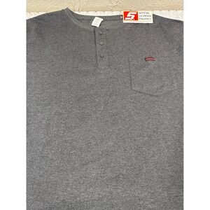Snap-on Tools Mens 3XL Charcoal Heather Grey Henley Pocket T-Shirt Short Sleeve